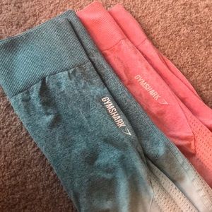 GymShark Seamless Ombré Leggings (coral and aqua)